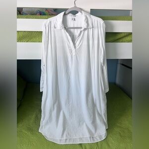 Dash Studio White Collared Cover-up or Tunic Shirt Dress Size XL